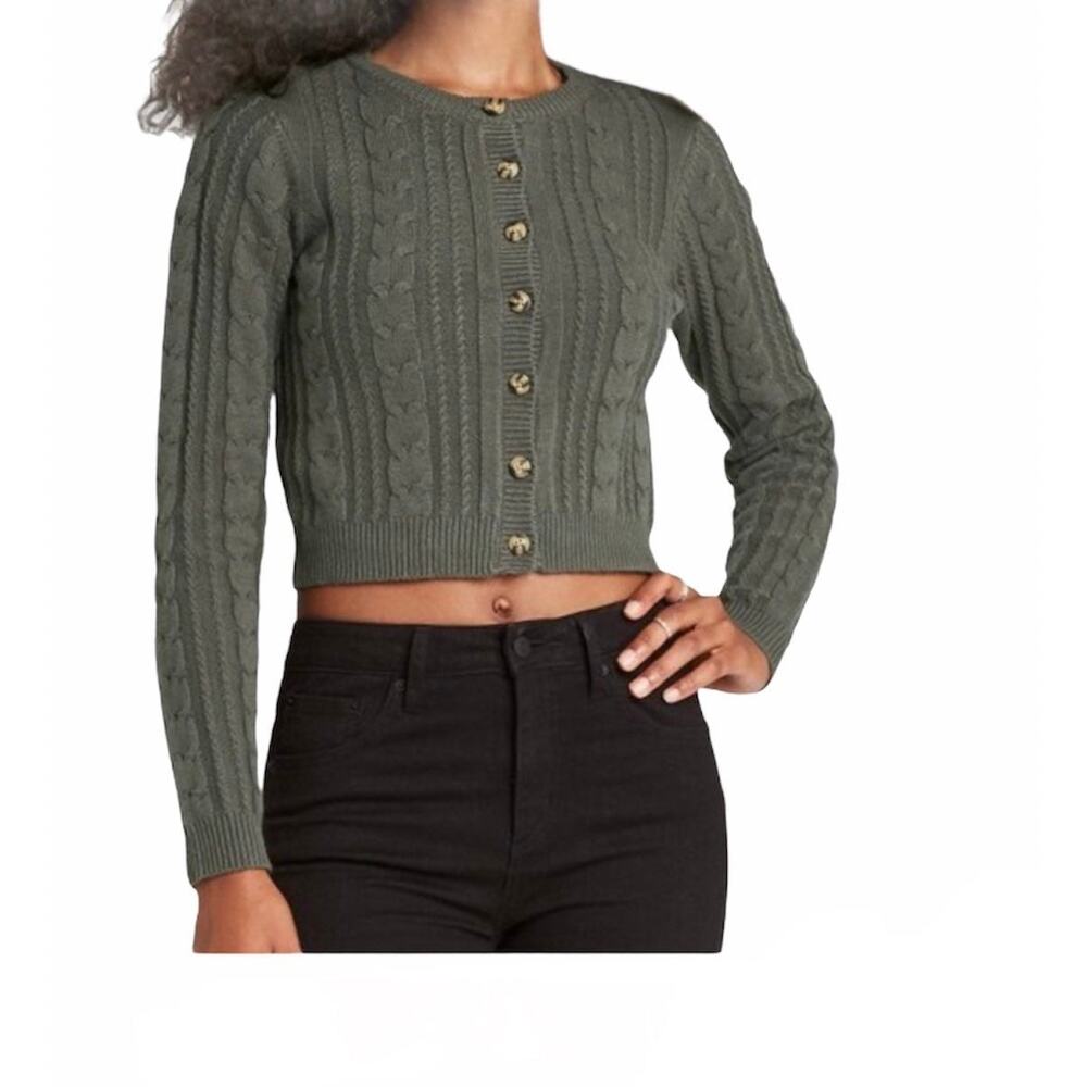 Wild Fable Sweater Dark Green Button Cardigan New M